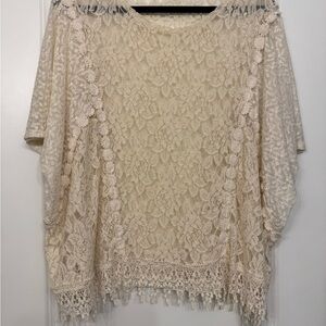 Altar'd State Cream Floral Lace Blouse Size Medium